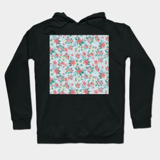 Red Winter Floral Design Hoodie